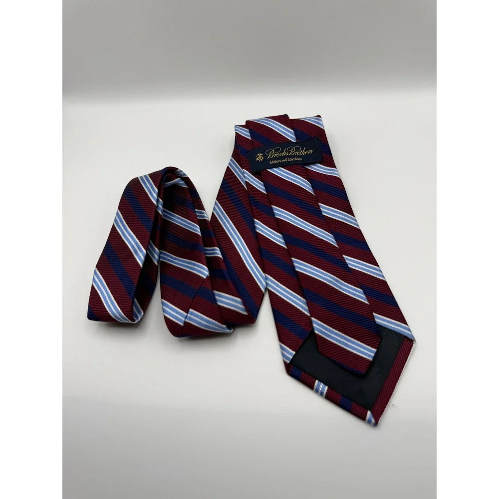 Brooks Brothers Silk Tie OS Burgundy Navy Repp Stripe Preppy Ivy Trad Classic